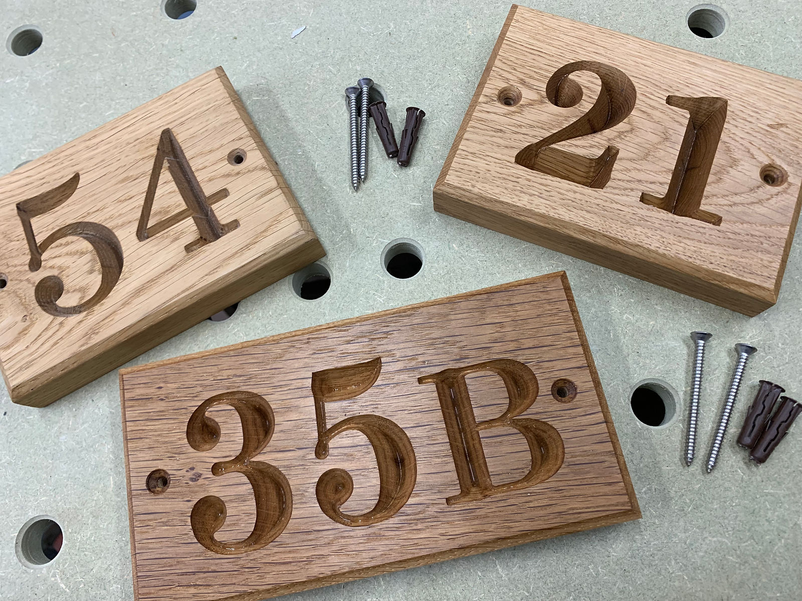 Custom Oak House Number Plaque